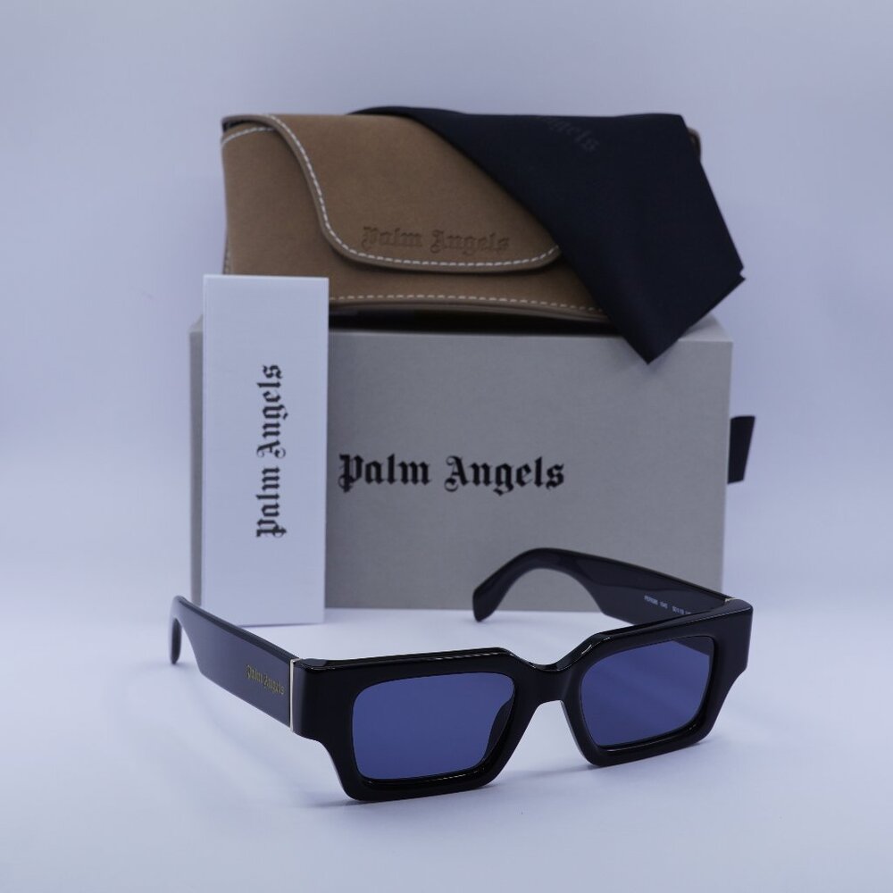 Palm Angels PERI086 HYDE 1045 Rectangle Sunglasses - Black/Blue